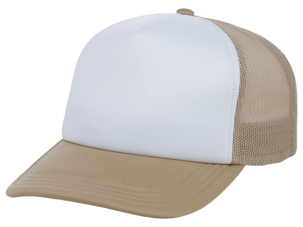 Crowns by Lids Screen Foam Trucker Cap White/Khaki – Custom Lids