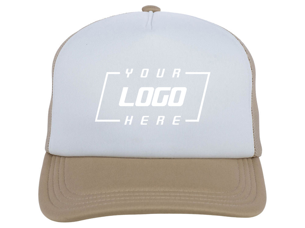 Khaki/White Mesh Trucker Hat