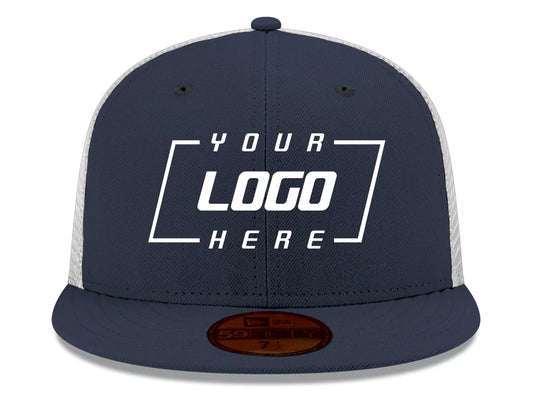 Casquette camionneur New Era Custom 59FIFTY - Bleu marine/blanc