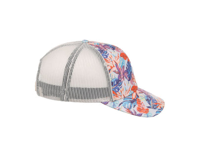 Crowns By Lids Tropical Trucker Cap - Ivory/Blue/Orange