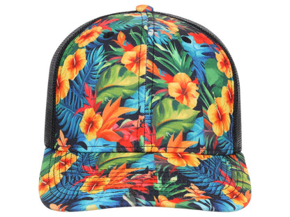 Crowns By Lids Tropical Trucker Cap - Green/Yellow