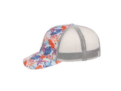 Crowns By Lids Tropical Trucker Cap - Ivory/Blue/Orange