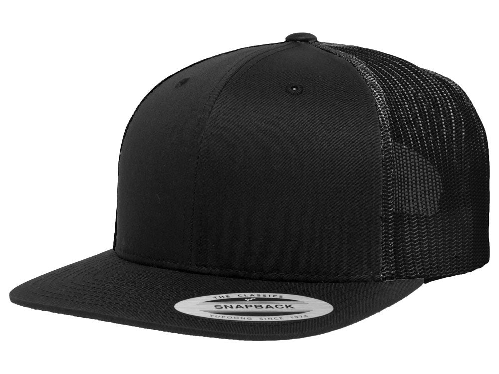 Black Flexfit Flat Bill Trucker Hat
