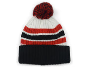 New Era Blank Ribbed Cuff Pom Knit - White/Black/Red